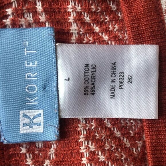 Koret Crew Neck Sweater with fringe detail in white and coral Size Large - Picture 2 of 9